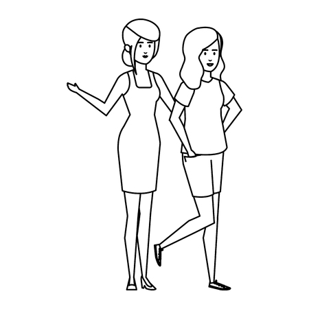 couple businesswomen avatars characters vector illustration designのイラスト素材