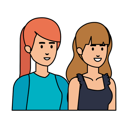 couple businesswomen avatars characters vector illustration designのイラスト素材