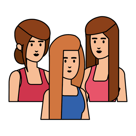 group of girls avatars characters vector illustration designのイラスト素材