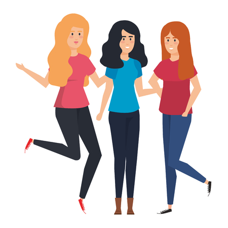 group of women characters vector illustration designのイラスト素材