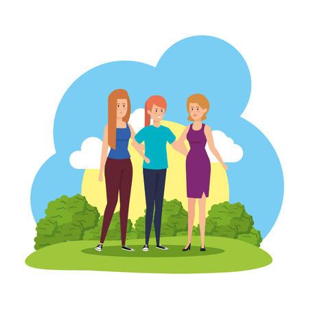 group of women in the camp vector illustration designのイラスト素材