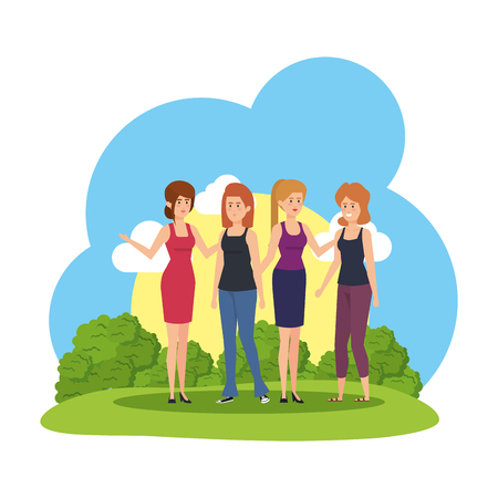 group of businesswomen avatars characters vector illustration designのイラスト素材
