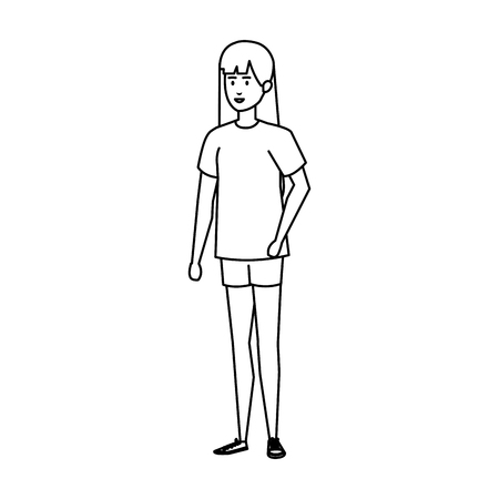 beautiful and young woman character vector illustration designのイラスト素材