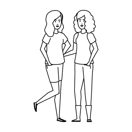 couple businesswomen avatars characters vector illustration designのイラスト素材