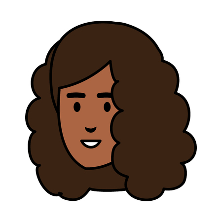 beautiful and young black woman head vector illustration designのイラスト素材