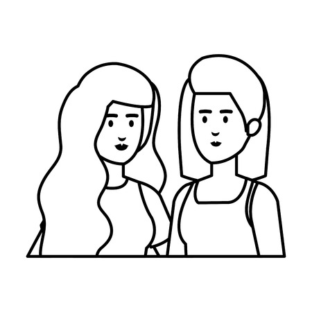 couple of women characters vector illustration designのイラスト素材