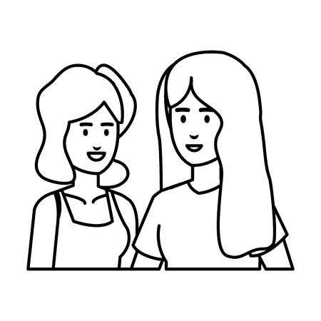 couple businesswomen avatars characters vector illustration designのイラスト素材