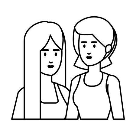 couple of women characters vector illustration designのイラスト素材