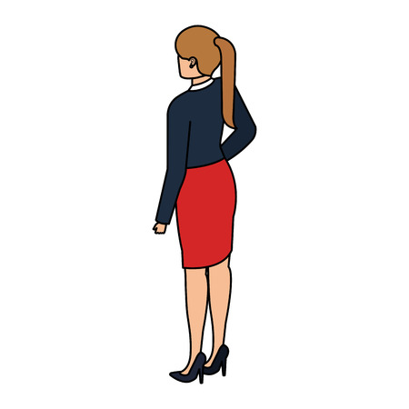 elegant businesswoman back avatar character vector illustration designのイラスト素材