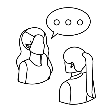 couple businesswomen with speech bubble vector illustration designのイラスト素材