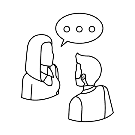 business couple talking with speech bubble vector illustration designのイラスト素材