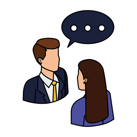 business couple talking with speech bubble vector illustration designのイラスト素材