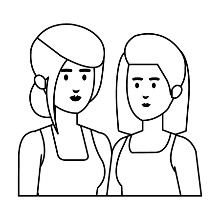 couple businesswomen avatars characters vector illustration designのイラスト素材