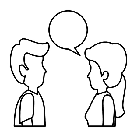 couple with speech bubble avatars vector illustration designのイラスト素材