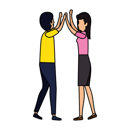 business couple celebrating characters vector illustration designのイラスト素材