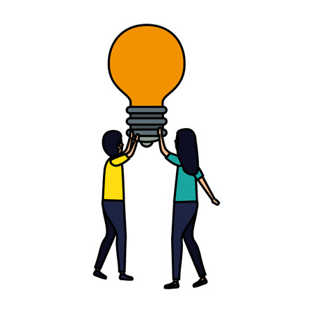 business couple with bulb vector illustration designのイラスト素材