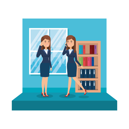 couple businesswomen in the office vector illustration designのイラスト素材