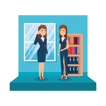 couple businesswomen in the office vector illustration designのイラスト素材