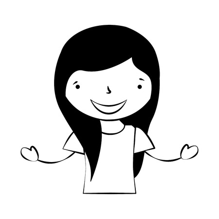 smiling young girl on white background vector illustrationのイラスト素材