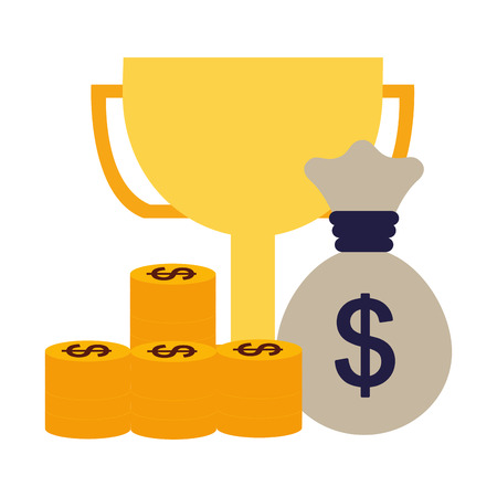 business money coins trophy success vector illustrationのイラスト素材