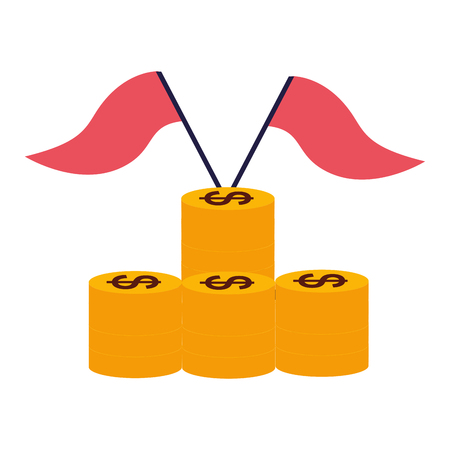 business stack coins money flags success vector illustrationのイラスト素材
