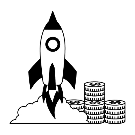 business rocket pile money success vector illustrationのイラスト素材