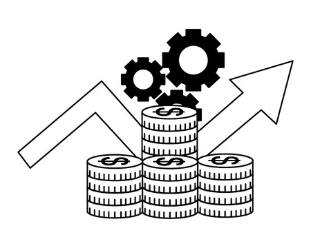 arrow gears business money success vector illustrationのイラスト素材