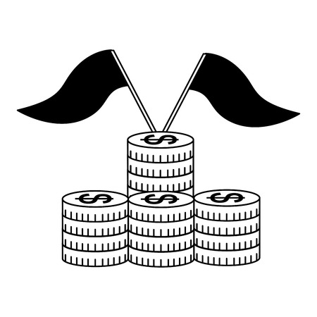 business stack coins money flags success vector illustrationのイラスト素材