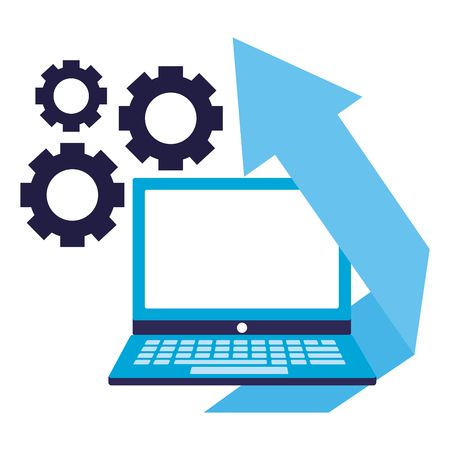 business laptop financial arrow gears vector illustrationのイラスト素材