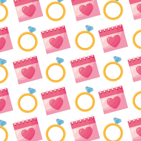 valentine day calendar ring romantic background vector illustrationのイラスト素材