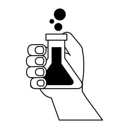 hand with test tube chemistry education vector illustrationのイラスト素材