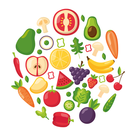healthy food fresh fruits vegetables vector illustrationのイラスト素材