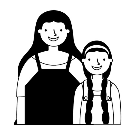 mother and daughter on white background vector illustrationのイラスト素材