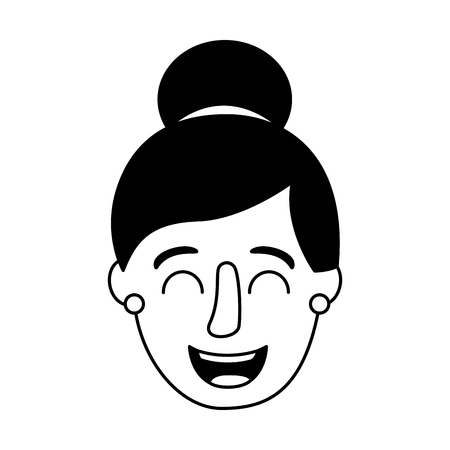 smiling woman face on white background vector illustrationのイラスト素材