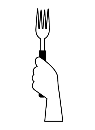hand holding fork on white background vector illustrationのイラスト素材