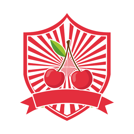 cherry fresh healthy food emblem vector illustrationのイラスト素材