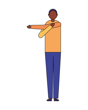 man stretching activity on white background vector illustrationのイラスト素材