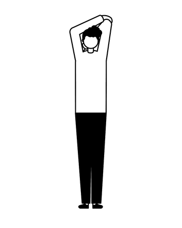 man stretching activity on white background vector illustrationのイラスト素材