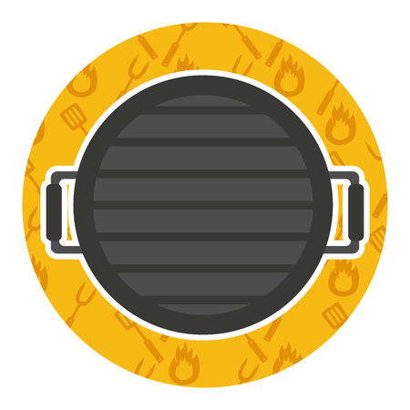 grill barbecue with handles on yellow background vector illustrationのイラスト素材