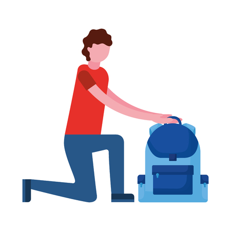 man on the knee with backpack vector illustrationのイラスト素材