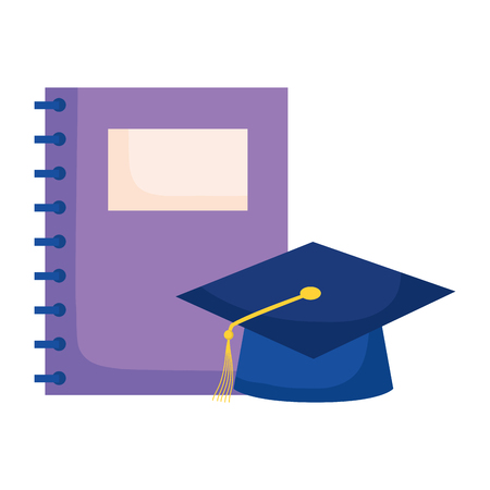 education school notebook and gradution hat vector illustrationのイラスト素材