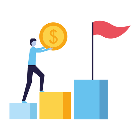businessman holding coin chart flag vector illustrationのイラスト素材