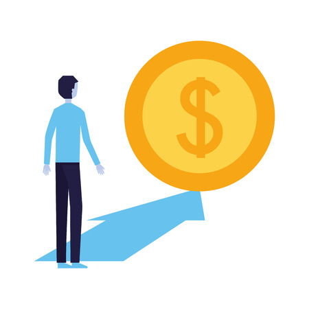 businessman with money coin arrrow vector illustrationのイラスト素材