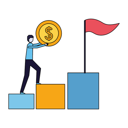businessman holding coin chart flag vector illustrationのイラスト素材