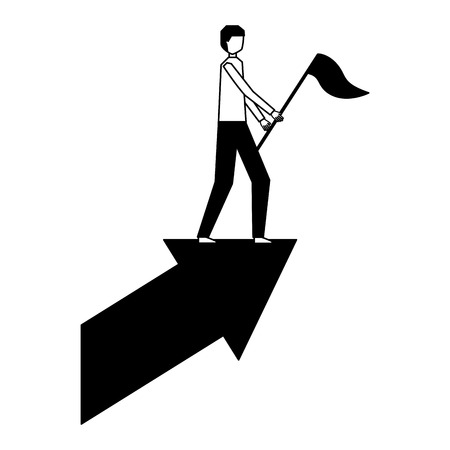 businessman with flag on arrow growth vector illustrationのイラスト素材