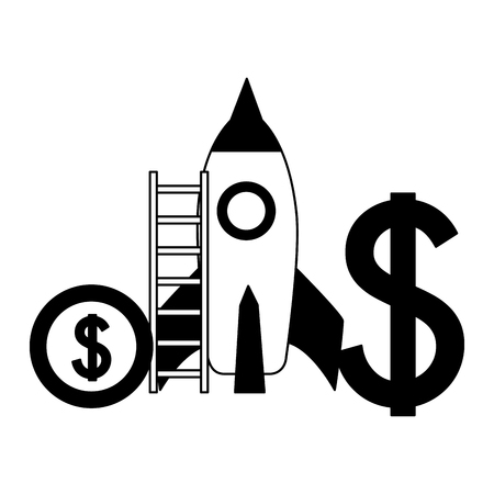 business rocket stairs money dollar vector illustrationのイラスト素材
