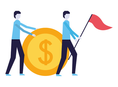 businessmen with coin and flag success business vector illustrationのイラスト素材
