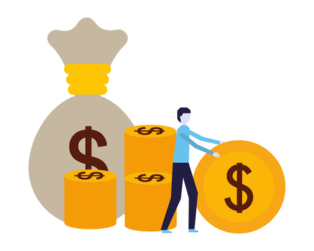 businessman with coin money bag vector illustrationのイラスト素材