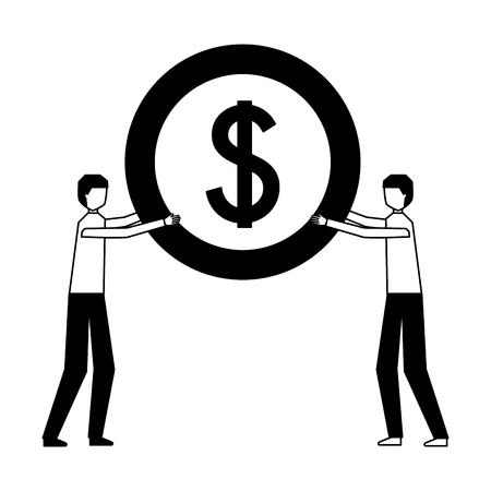 businessmen holding dollar coin money vector illustrationのイラスト素材