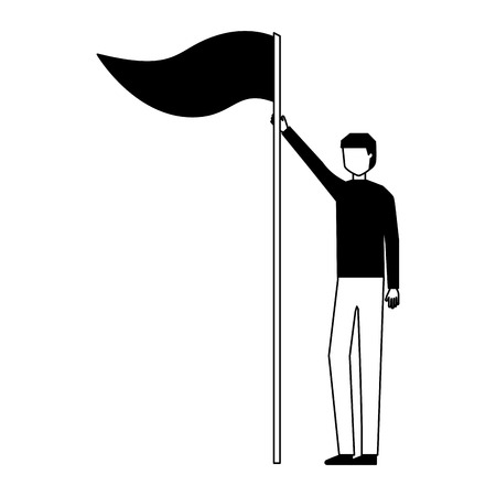 businessman holding flag on white background vector illustrationのイラスト素材